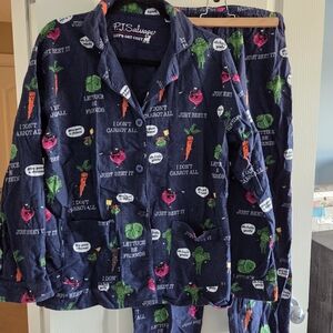 PJ Salvage Womens Navy Pajamas with Vegetable Print